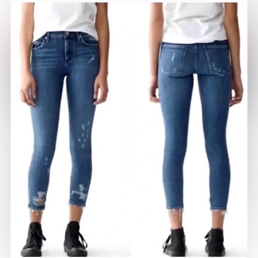 Agolde Sophie Crop Mid Wash Distressed Jeans Women’s Size 26